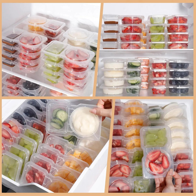 Reusable Double-Compartment Snack Containers with Lids (20-Pack)