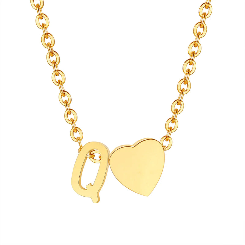 Dainty Heart Initial Necklace