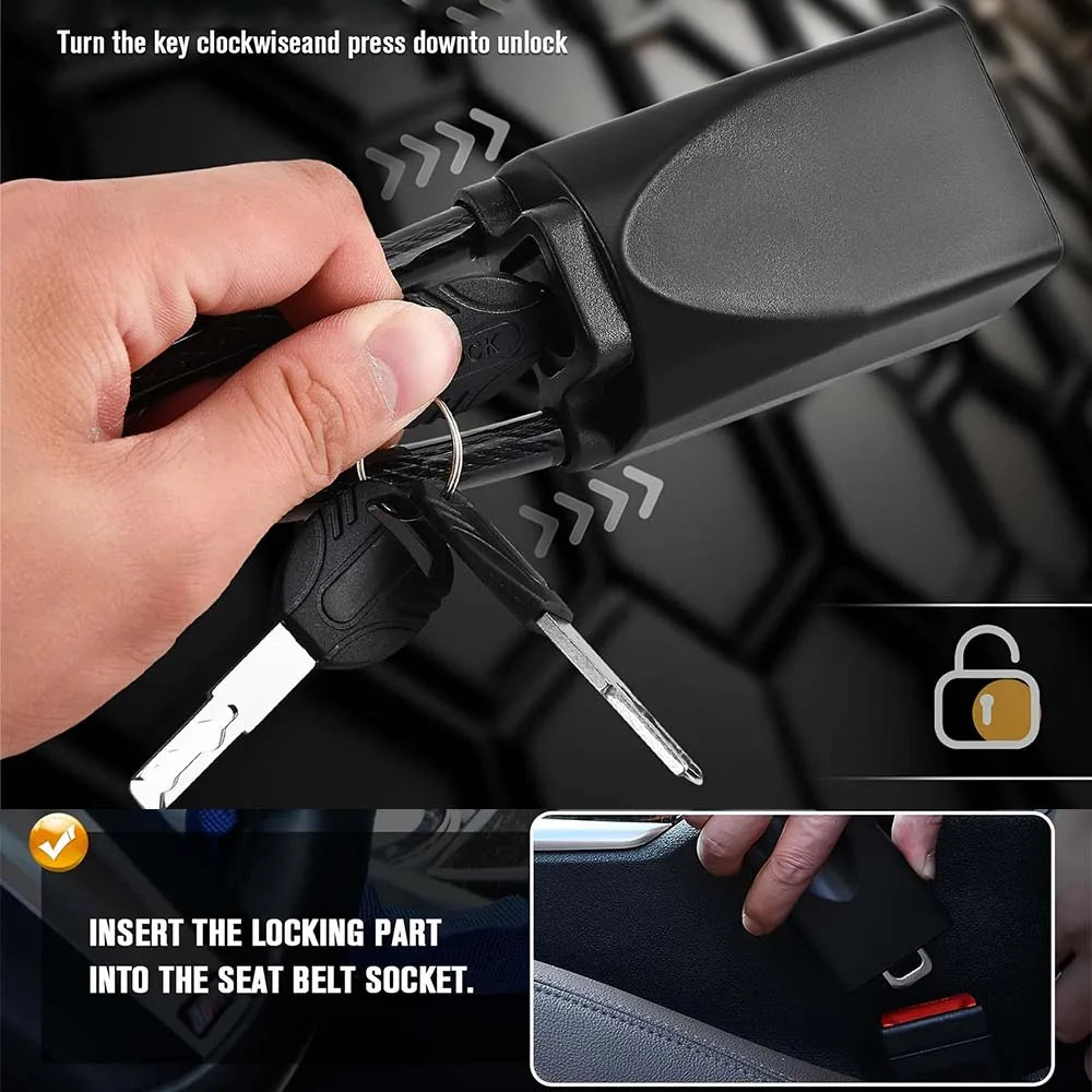 Heavy-Duty Steering Wheel Lock with Seat Belt Anchor