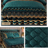 Crystal Velvet Gold Lace Bed Skirt with Anti-Slip Base