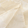 Light beige shower curtain fabric with a subtle white pattern, showing a fold and stitching detail.