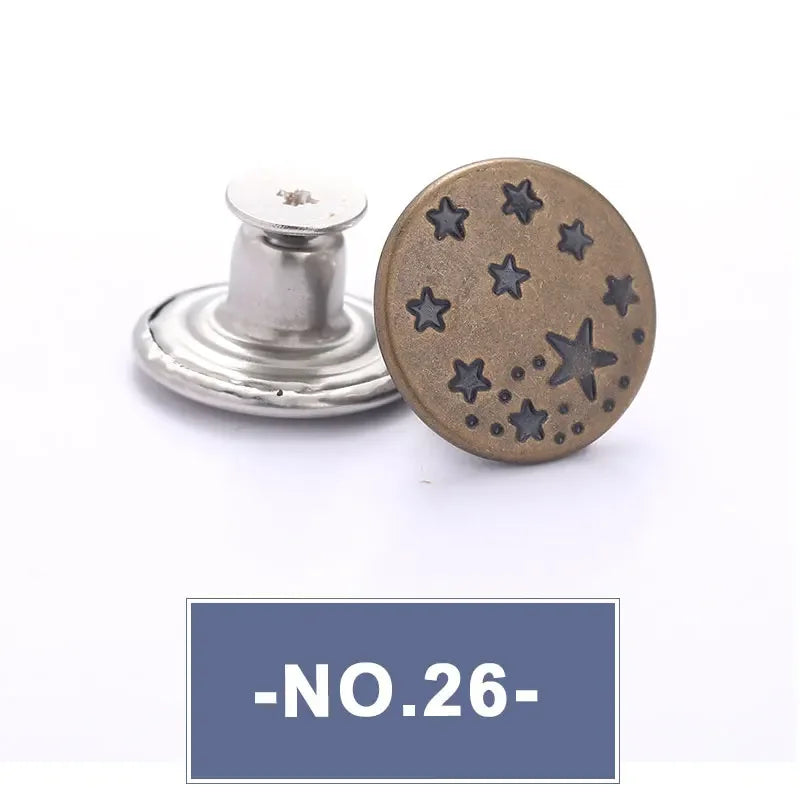 No-Sew Replacement Jeans Buttons - 17mm Metal Snap Buttons