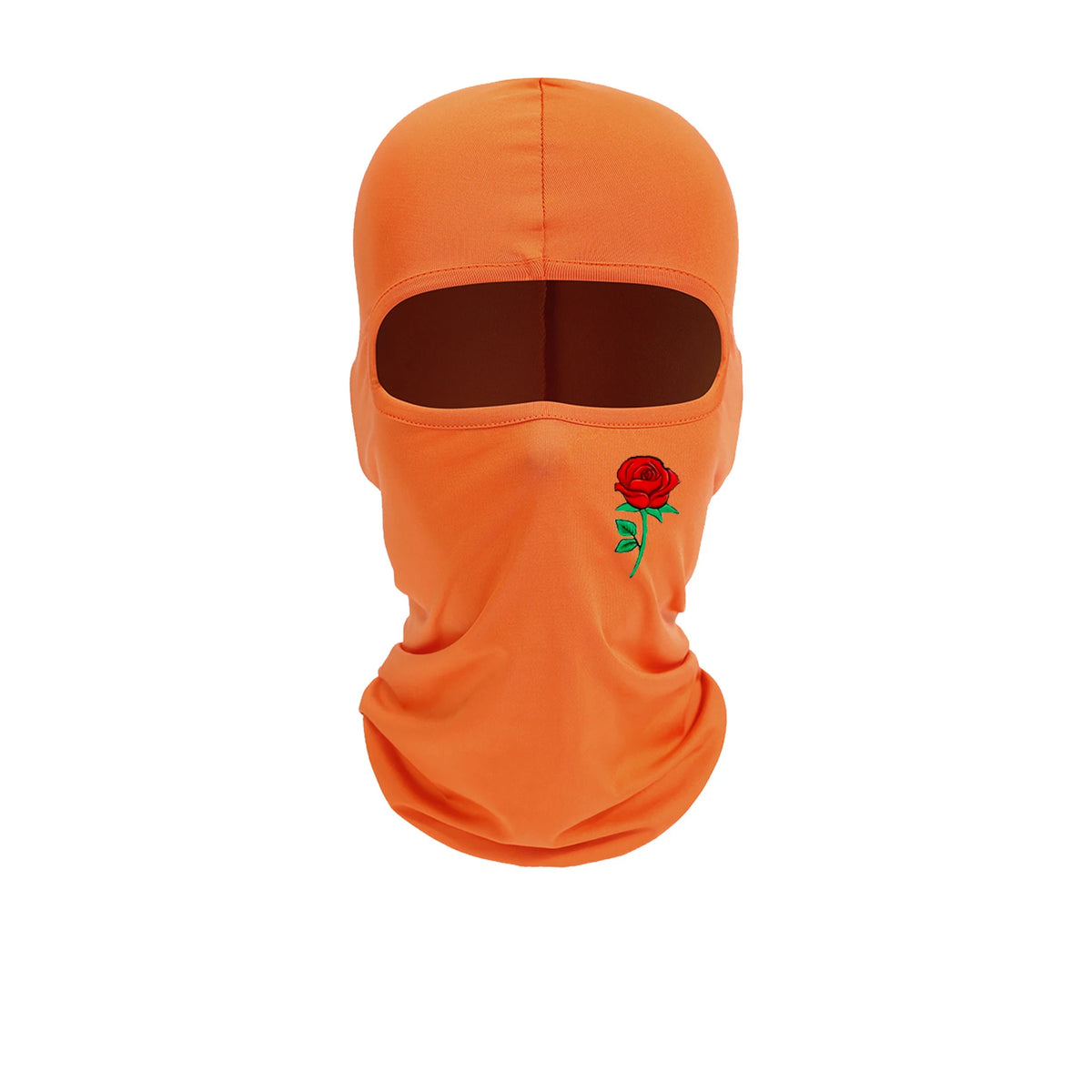 Orange floral balaclava face mask with a cutout for the eyes