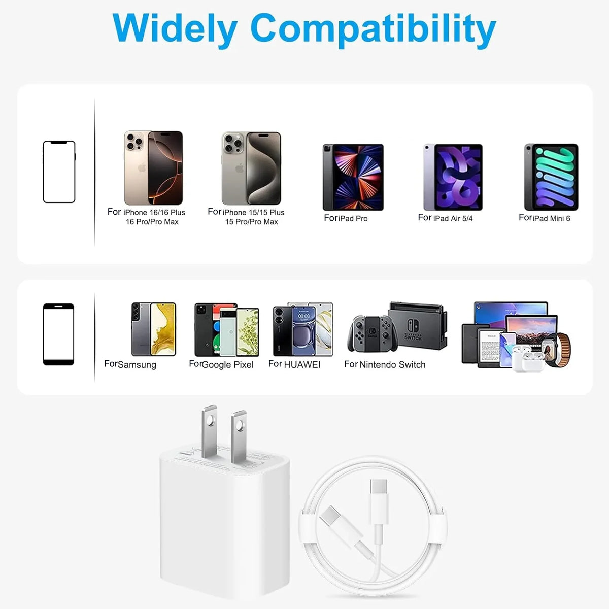 20W USB-C Fast Charger with Cable for iPhone