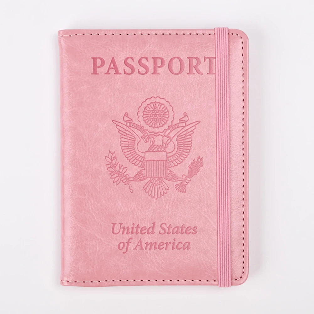 RFID-Blocking PU Leather Passport Holder with 3D Embossed Design
