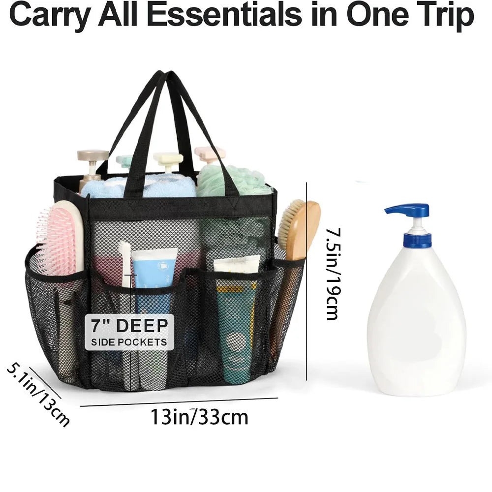 Mesh Shower Caddy with 8 Pockets and Handles