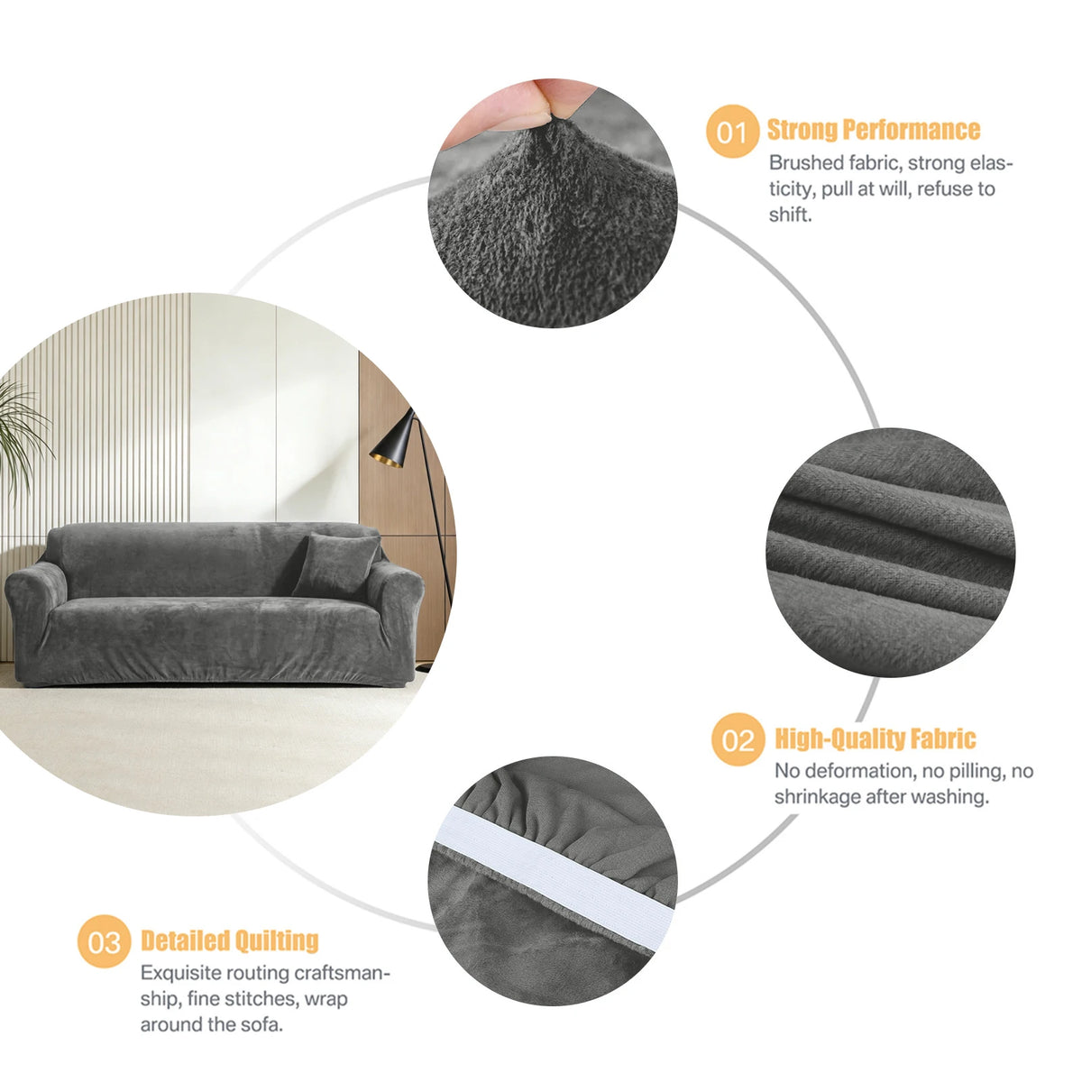 Stretch Velvet Non-Slip Sofa Cover for L-Shaped Couches