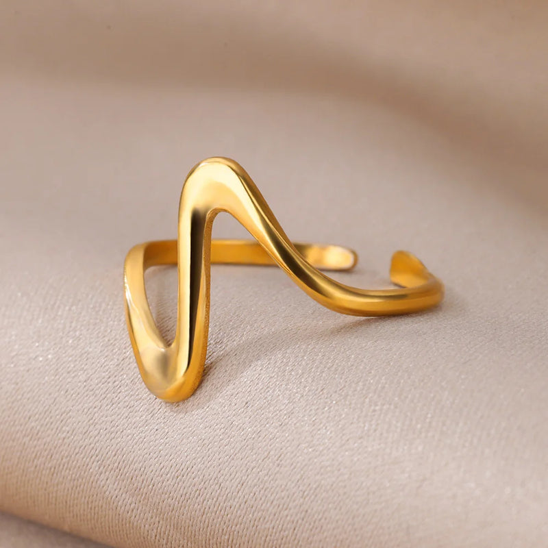 Waterproof Stainless Steel Ring with 18k Gold Plating