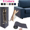 A dark blue fabric scratching mat protector is shown next to a cat scratching on it.