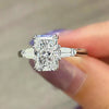 Radiant Cut Moissanite Engagement Ring with Baguette Side Stones