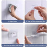 Instructions showing how to use No-Drill Adhesive Curtain Rod Brackets to install a rod on a wall.