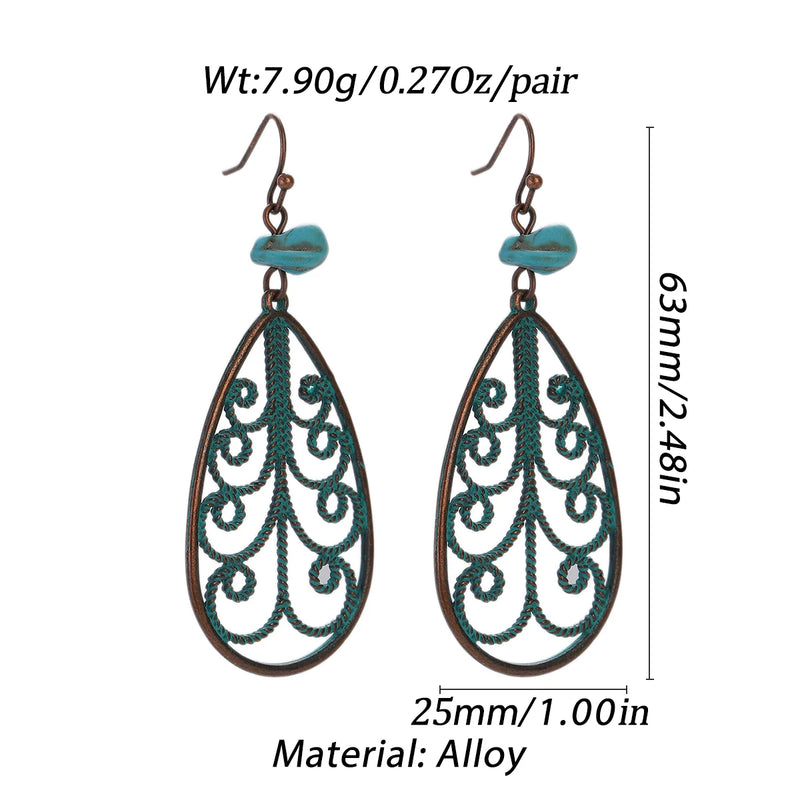 Boho Turquoise Geometric Drop Earrings