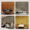 Peel and Stick Wood Slat Wallpaper with Gold Trim