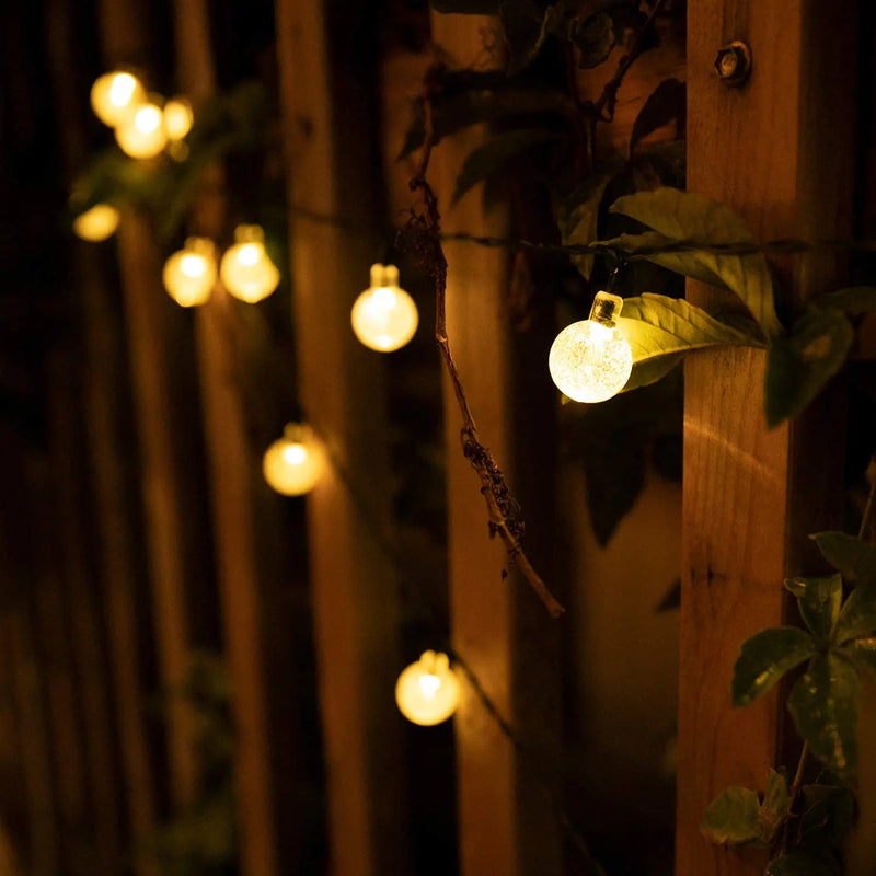 Solar-Powered Crystal Globe String Lights