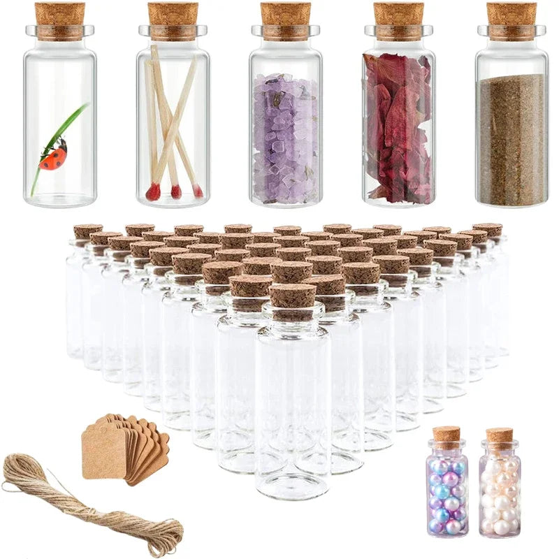 Mini Glass Bottles with Cork Stoppers for DIY Crafts and Gifting
