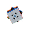 A white and blue GAN 3x3 magnetic speed cube puzzle with orange and black accents.