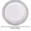 Elegant White Disposable Dinner Plates with Silver Lace Design