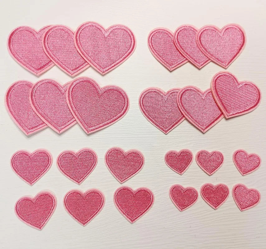Embroidered Heart Iron-On Patches (24-Piece Set)