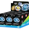 A box of AULDEY Infinity Nado Spin Force Battle Top with Launcher featuring multiple blue and gold spinning tops.