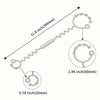 A silicone pacifier chain with adjustable length, showing various sizes and components.
