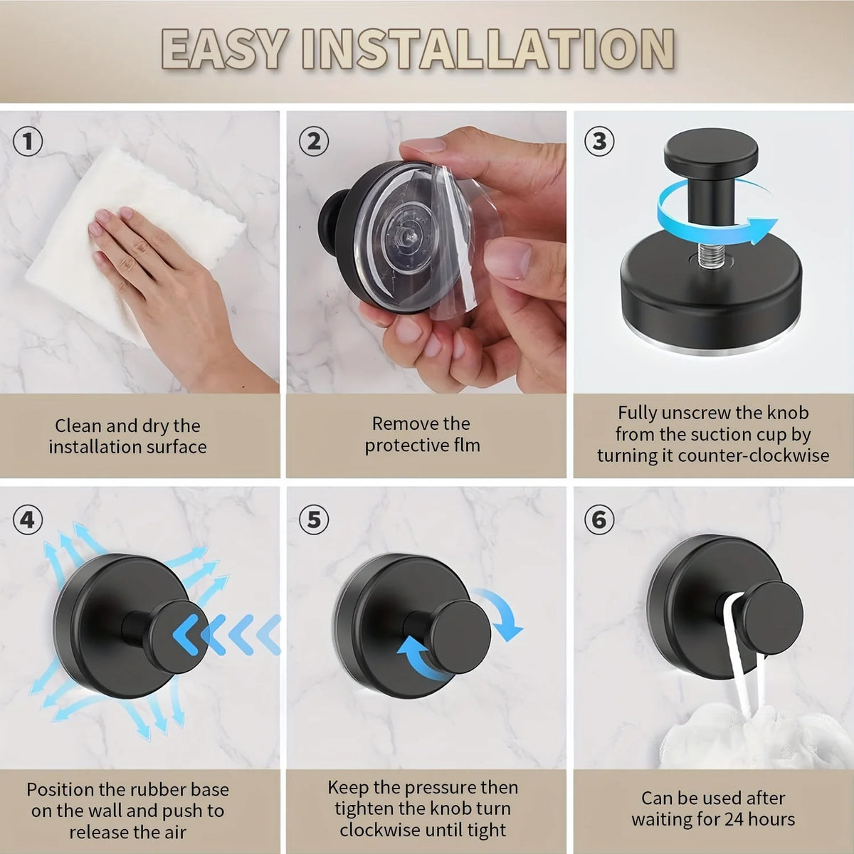 Suction Cup Hooks for Bathroom, Kitchen, and Glass Surfaces