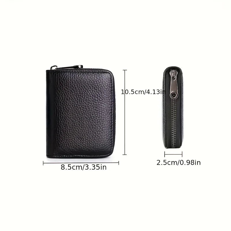 Slim RFID Blocking Card Holder Wallet with Zipper Coin Pocket