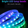 A close-up view of a flexible LED light strip with multiple colored lights, coiled in a circular shape.