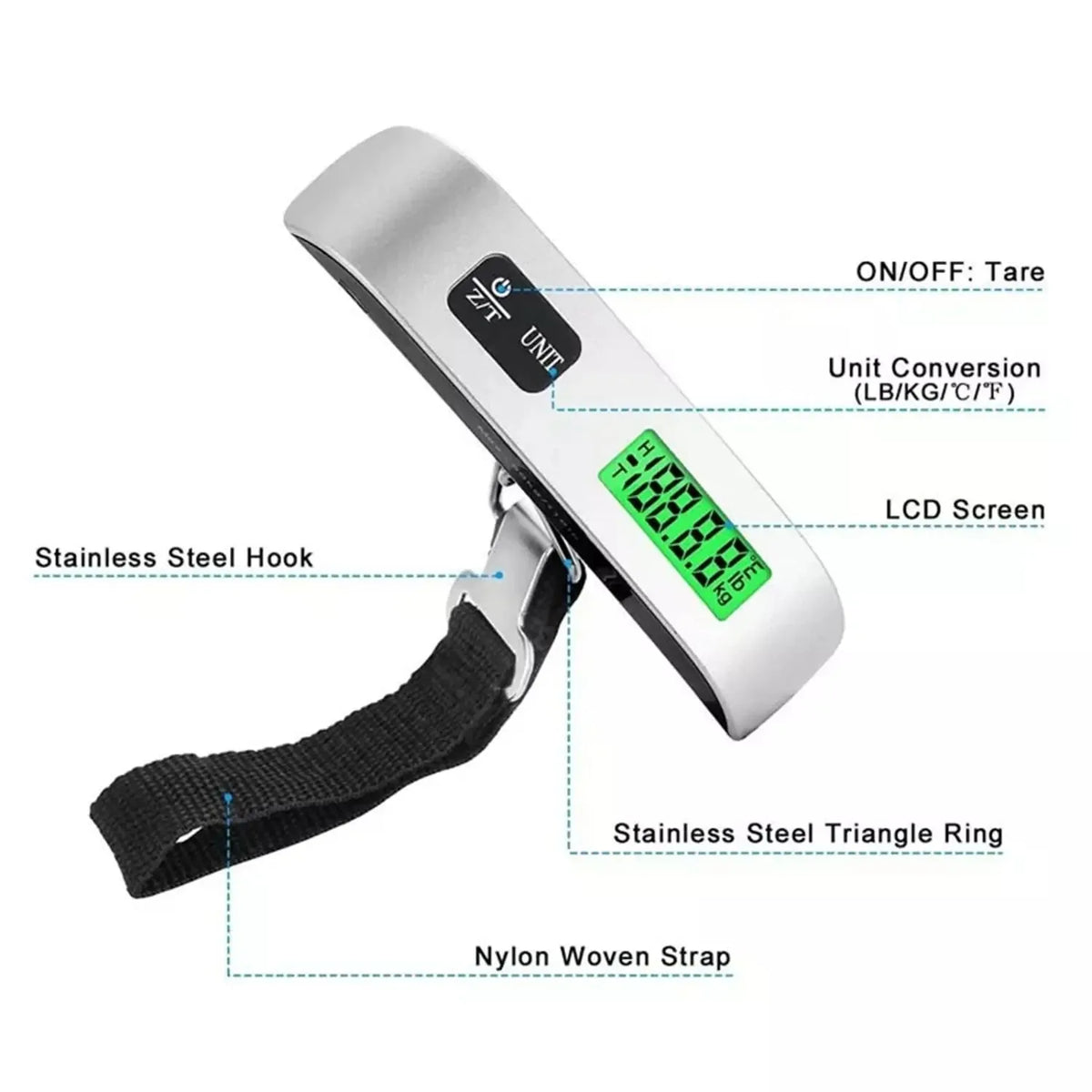 Portable Digital Luggage Scale - 110lb Capacity