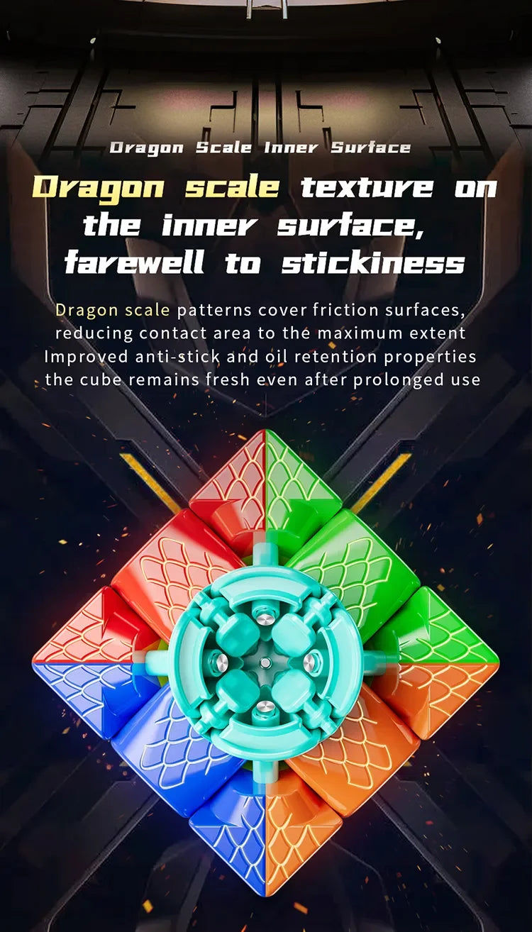 A colorful Dragon scale texture cube with a magnetic center, shown in a diamond formation.