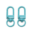 A pair of teal alloy lobster clasp hooks for DIY jewelry making.