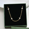 Dainty Lucky Leaf Necklace with White CZ Flowers