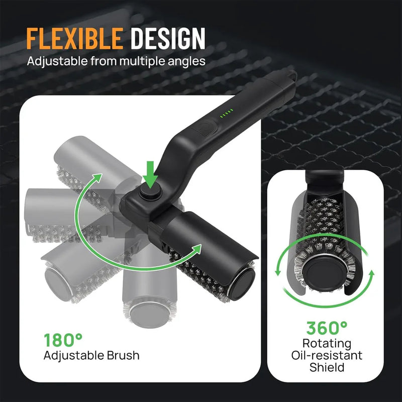 Cordless Electric Grill Brush with 360° Spin Cleaning Head – Rechargeable BBQ Scrubber