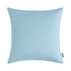 Light blue linen-textured cushion covers for outdoor pillows
