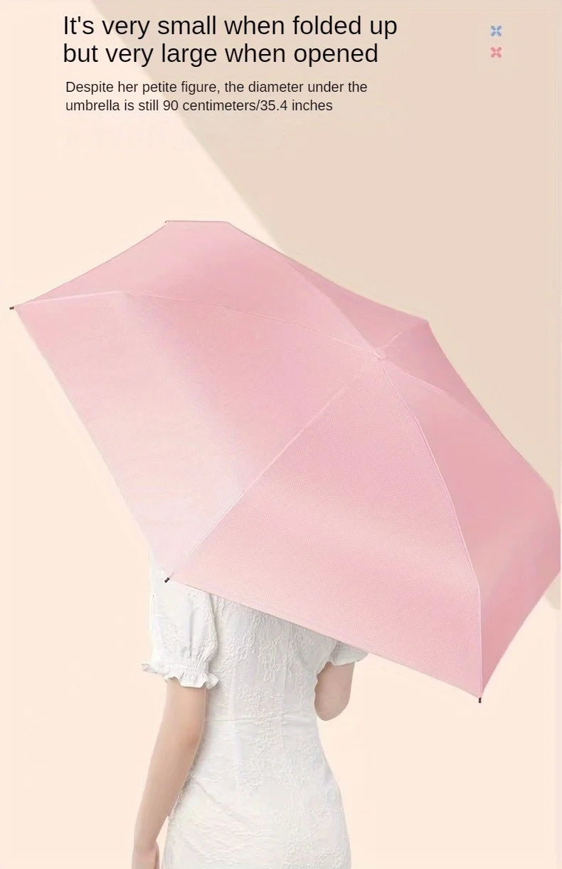 Mini Capsule Folding Umbrella with UPF 50+ UV Protection