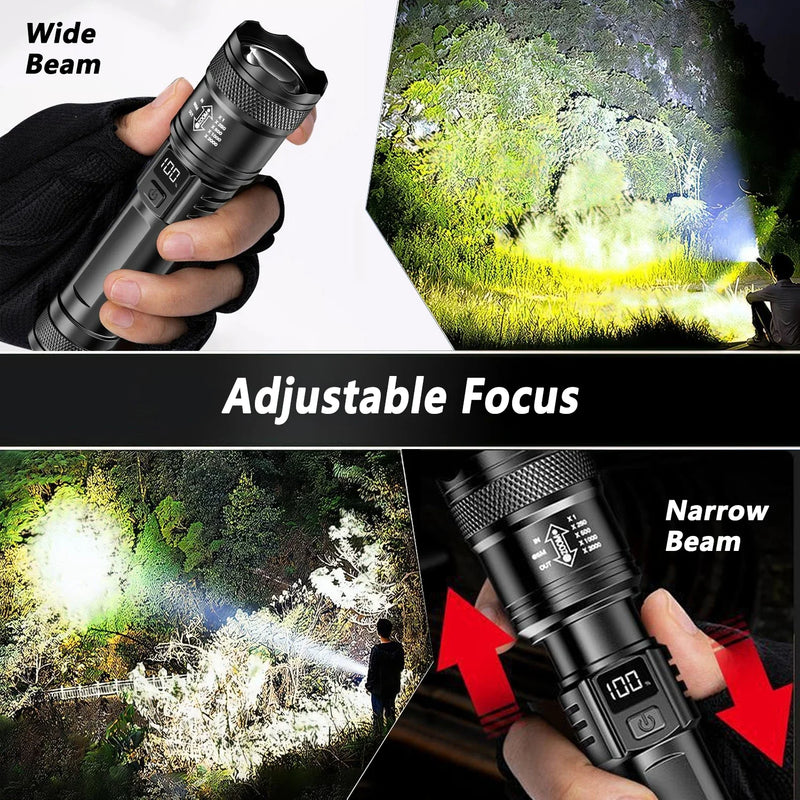Rechargeable LED Flashlight with LCD Display and Zoom