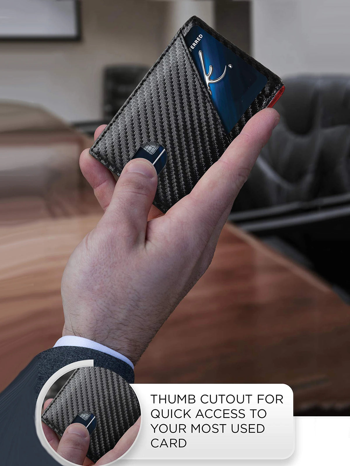 RFID Blocking Ultra-Thin Bifold Wallet with ID Windows