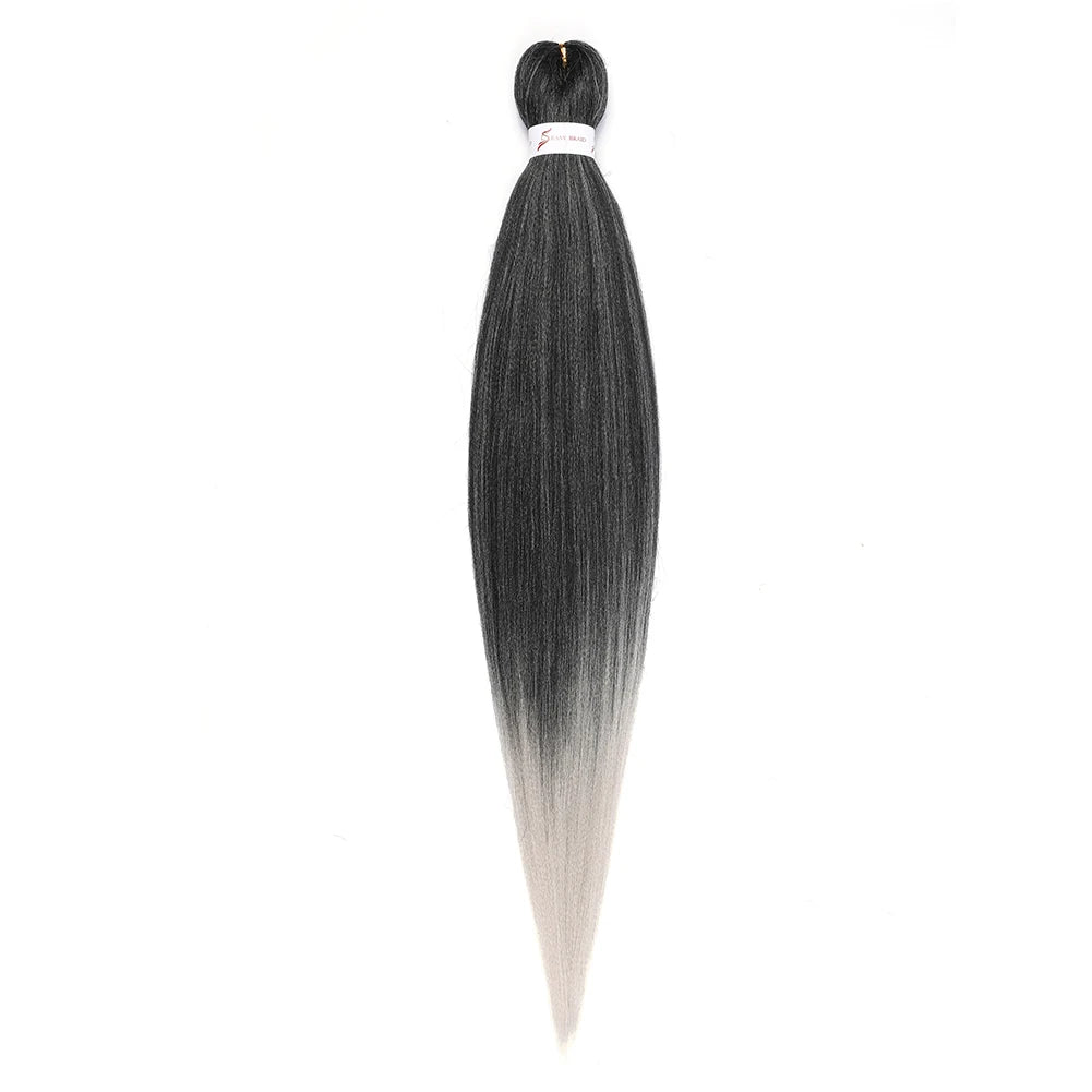 Bündel vorgeformter Ombré-Flechtfrisuren mit Übergang von dunkelgrau zu blond
