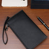 Elegant PU Leather Clutch with Dual Compartments and Wristlet Strap