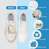 Before and after comparison of a shoe washing machine bag with a soft bristle cleaning brush set