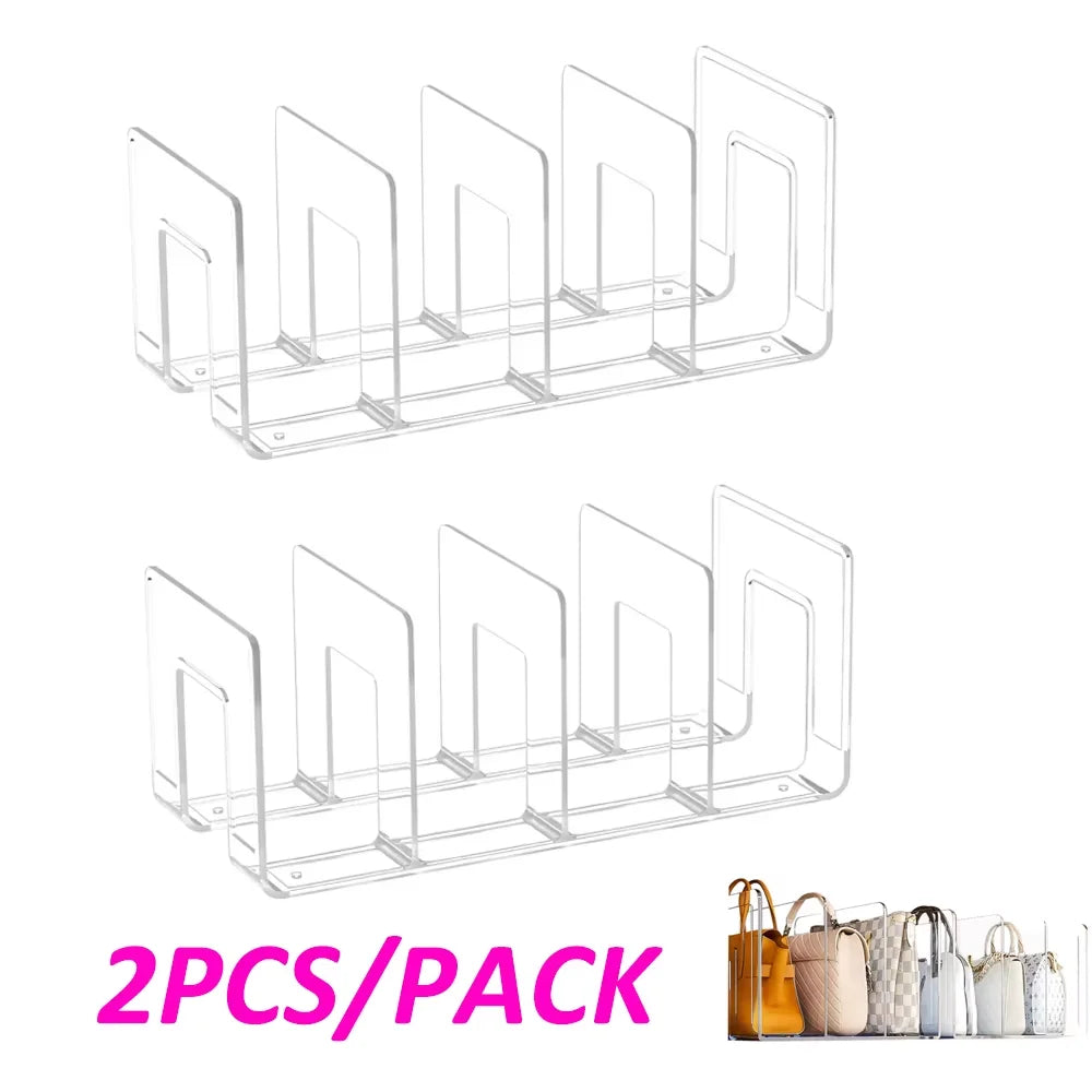 Clear 4-Section Purse Organizer for Closet, Shelf, or Display