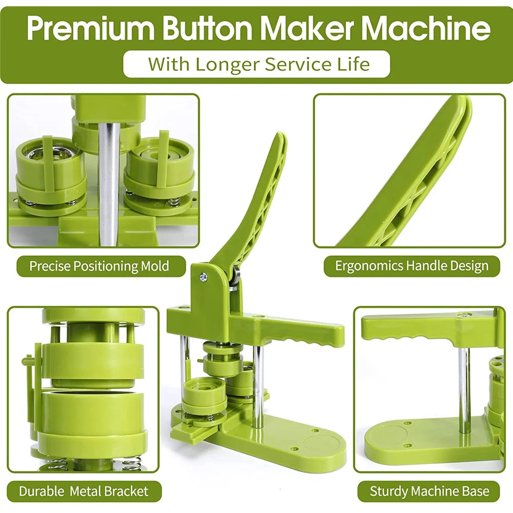 DIY Pin Button Maker Machine Kit with 100 Button Parts and Circle Cutter