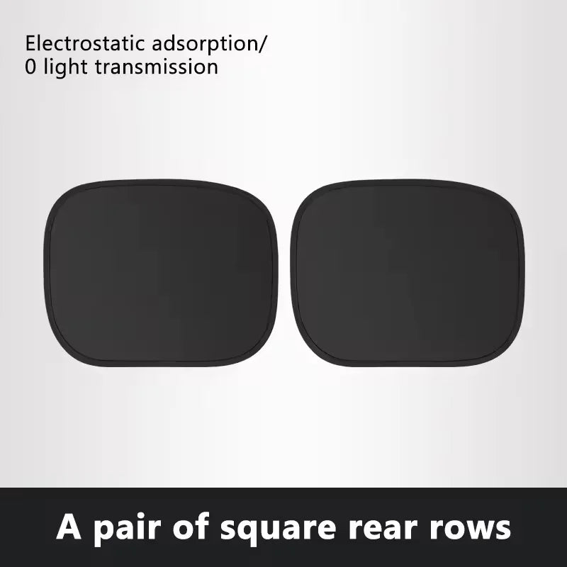 A pair of square rear rows for a static cling car sunshade.