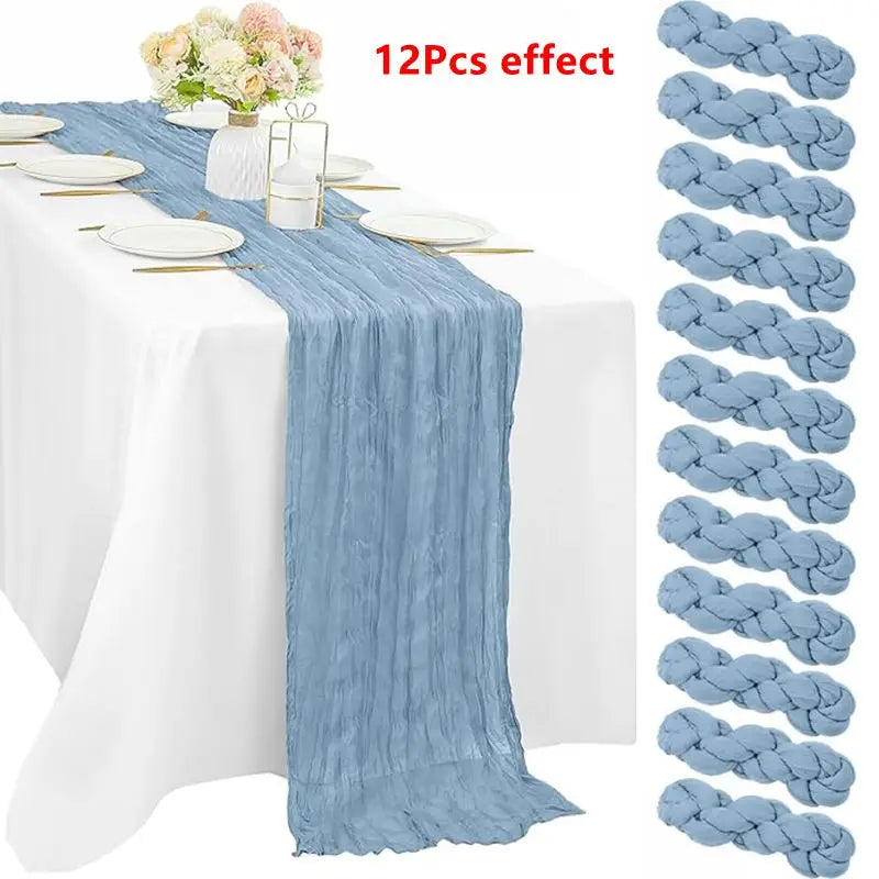 Green Bohemian Cheesecloth Table Runner