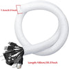White braided cable sleeve with a 100cm length and multiple connectors for desk organization