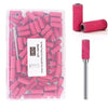 Klarer Plastikbehälter gefüllt mit rosa Mini-Schaft- und Boherschneidern, inklusive separatem Tube rosa Schleifmaterial