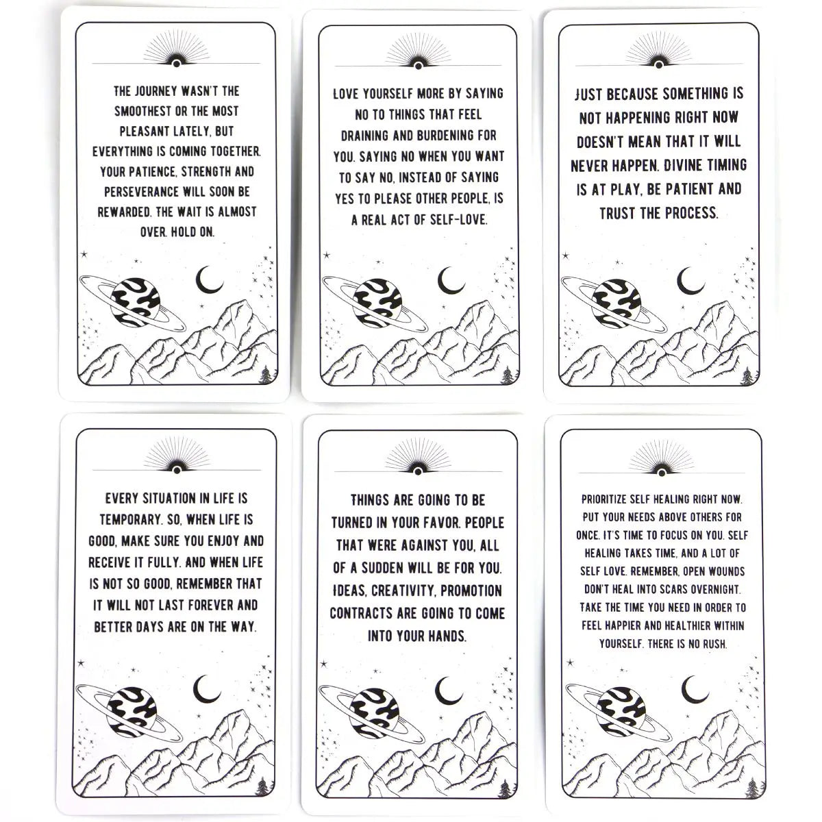 Ein Satz von zwölf Tarotkarten mit einem Orakel-Leitungsdeck für intuitive Lesungen