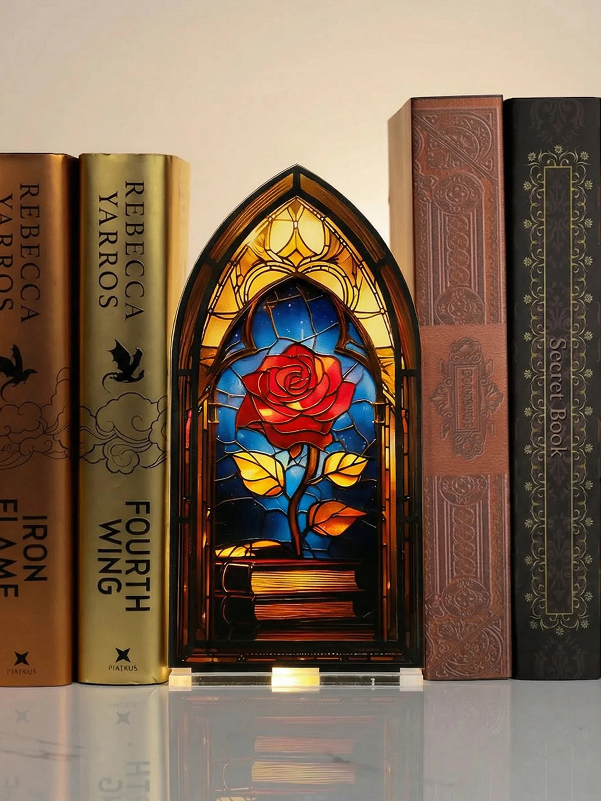 Acrylic Rose Gothic Arch Bookend for Bookshelf Decor