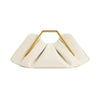 A beige soft PU leather crossbody bag with a gold-toned metal handle.