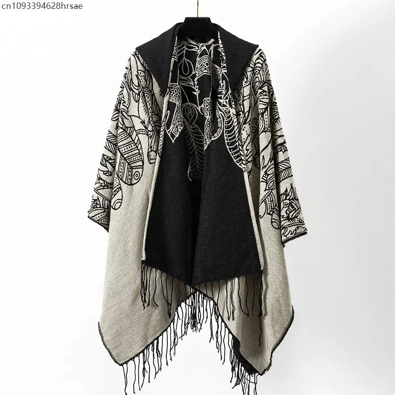 Men's Vintage Fringe Cape Coat