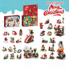 A set of Christmas themed building blocks and miniature scenes for an advent calendar.